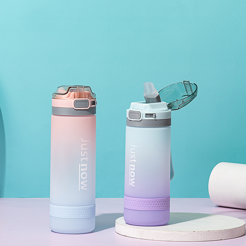 Yiben water cup, frosted gradient, Star Space Cup, student universal straw, plastic cup with lock, portable cup strap Specification image