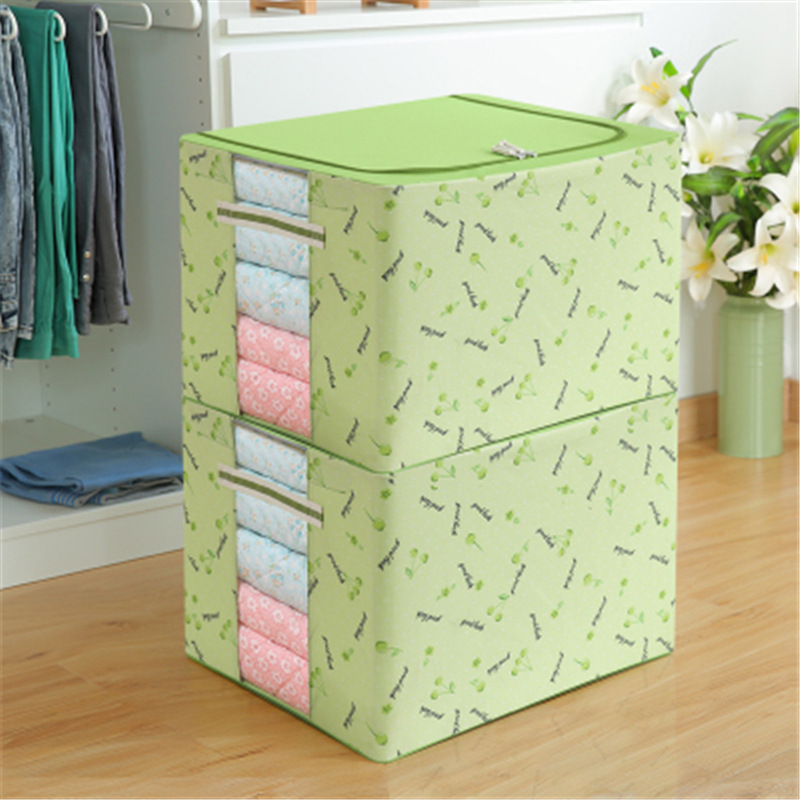 Oxford cloth printed steel frame storage box, moisture-proof and foldable storage wonder for clothes, large-capacity home storage box Specification image