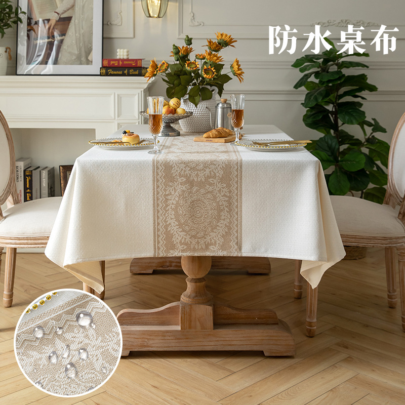 Cross-border Nordic imitation cotton and linen fabric table coverings, waterproof and oil-proof tablecloths, coffee table covers, rectangular tablecloths, with a sense of luxury Specification image
