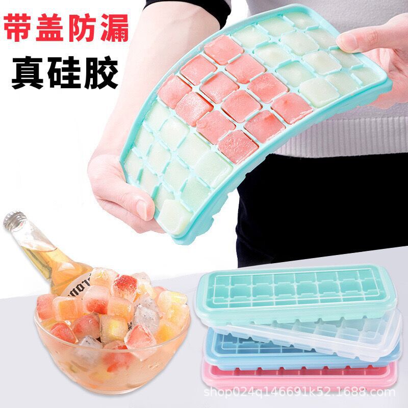 Soft silicone ice cube trays, 36-compartment and 24-compartment ice cube trays with LIDS, ice hockey molds, home, bar, coffee shop ice makers, food details Picture