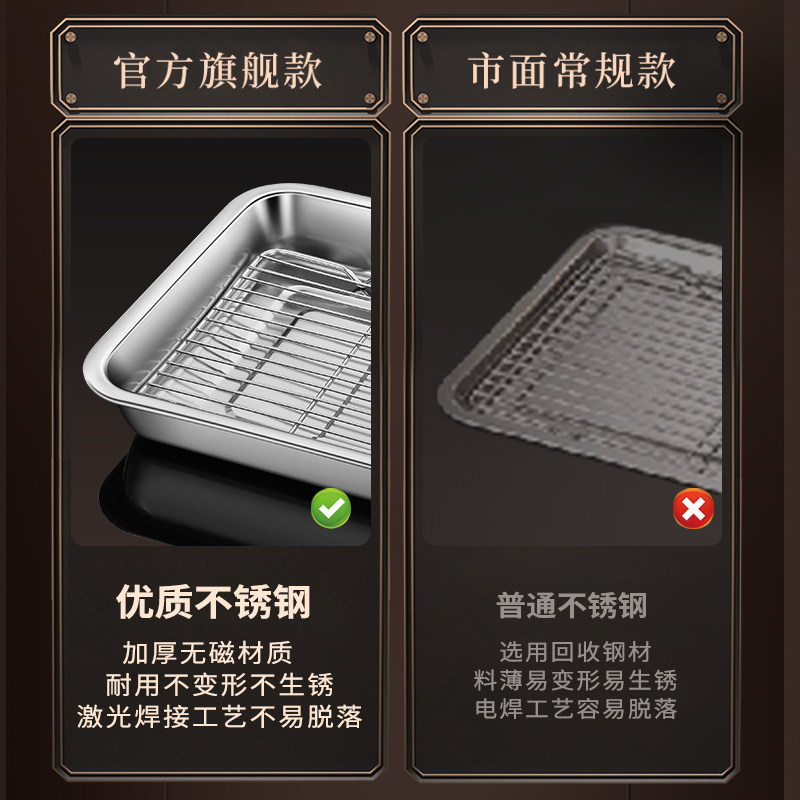 不锈钢控油网架沥油托盘滤油滤水漏油盘子商用烧烤油炸串带网格盆产品图