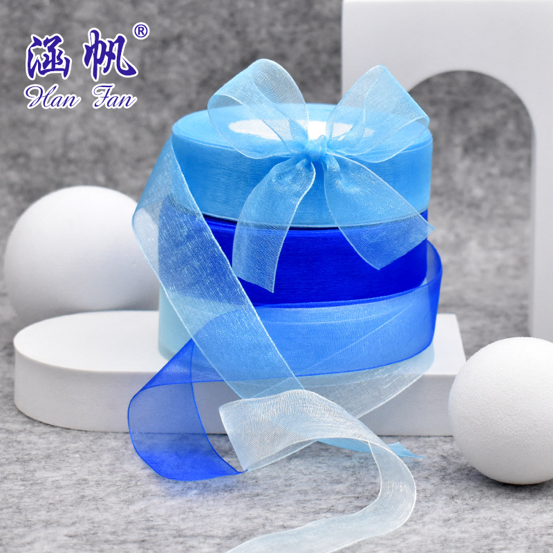 Factory stock: 0.3cm - 4cm fine-edge snow yarn ribbon gift packaging, transparent snow yarn woven tape, glass yarn ribbon Application Scenario