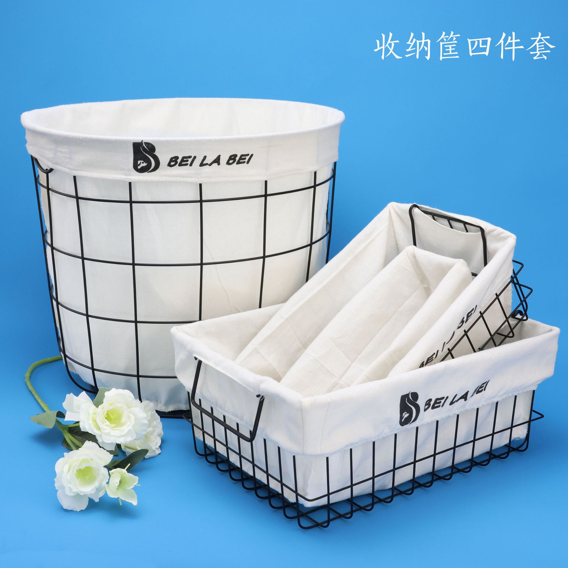 浴室脏衣篓洗衣篓铁艺收纳筐衣物玩具收纳篮送布套不锈钢家用