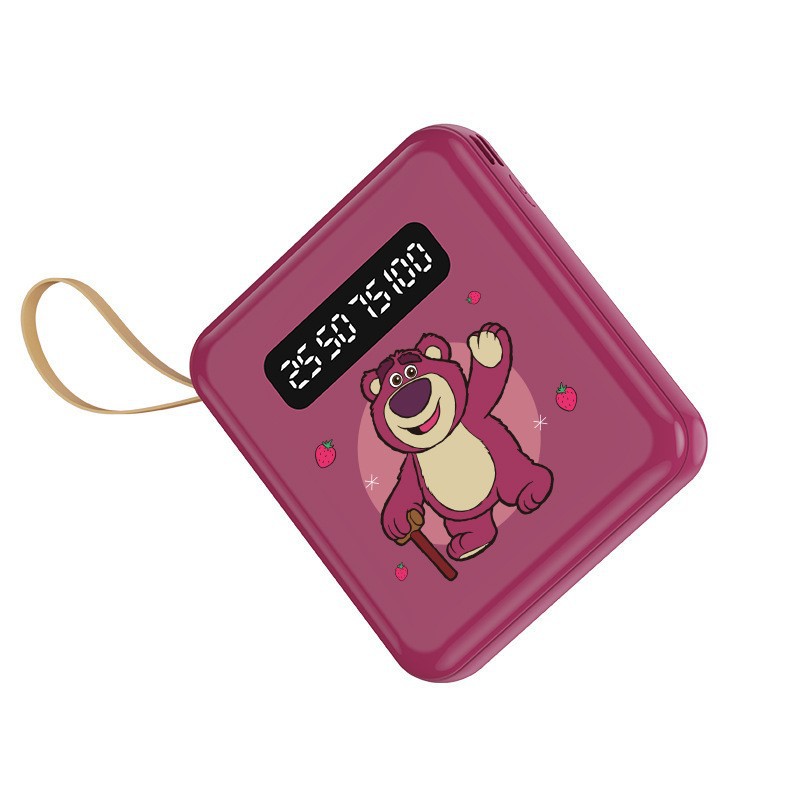 IDEO充电宝迷你便携1W毫安大容量快充带线四接口袋快充移动电源迪士尼授权工厂批发价格白底实物图