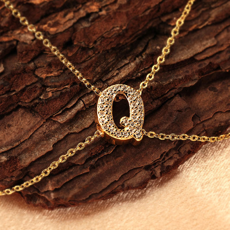 New best-selling cross-border copper-inlaid zirconium pendant with 26 English letters, DIY wholesale, factory direct sales details Picture