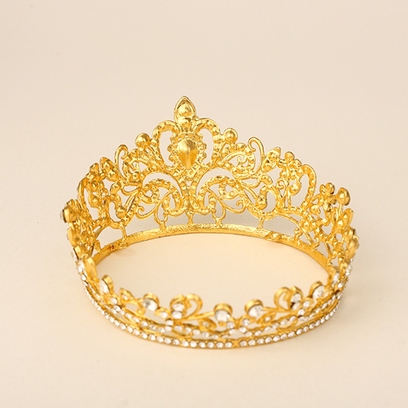 European and American bestsellers, noble full-diamond round small crown, party bride headwear, wedding headband, hair accessory king Specification image