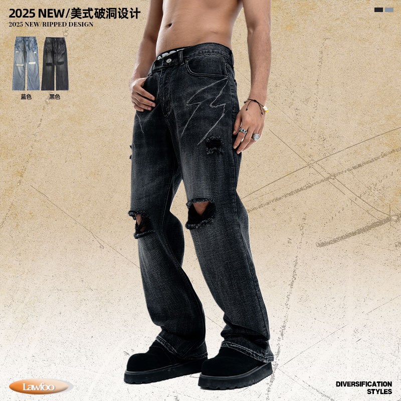 至芃知禧牛仔裤男/牛仔裤男/牛仔裤/牛仔裤男士宽松休闲/Jeans细节图