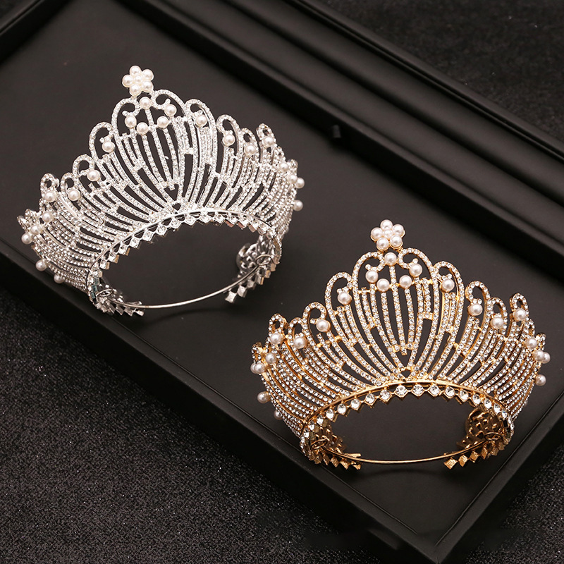 Children's Baroque personality, cute round crown, children's catwalk performance, photo dress, headwear, noble crown