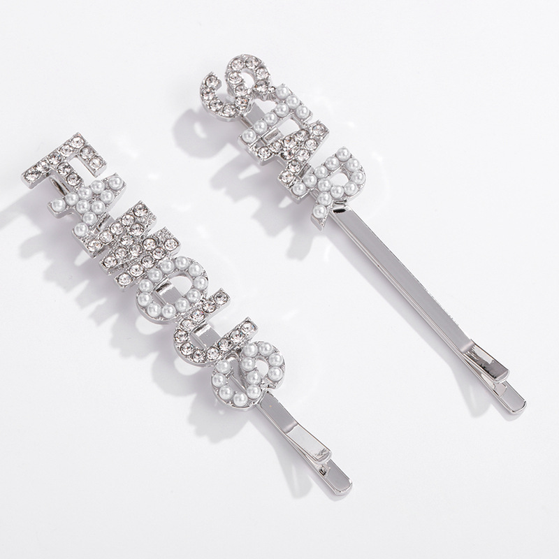 肯杰 韩版时尚百搭满钻字母一字夹套装女式 百搭原创设计发饰发夹