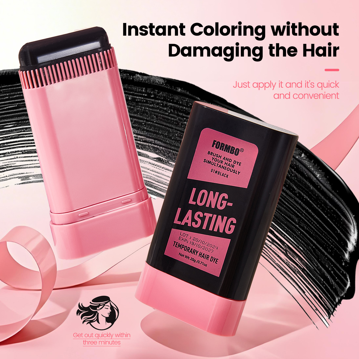 【跨境专供】FORMBO美发棒一次性染发剂应急遮盖白发梳染不伤发产品图