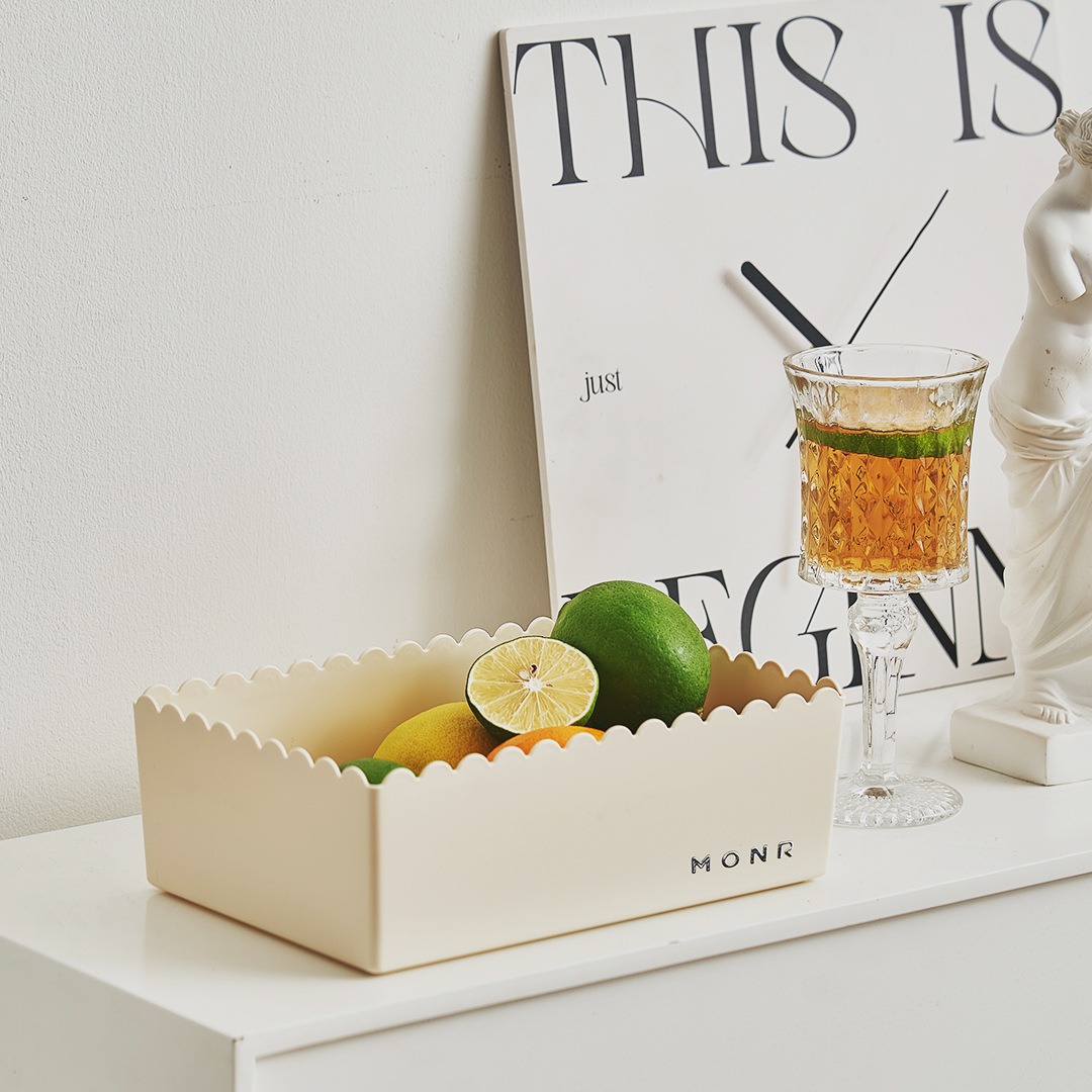 一件代发可爱风格桌面收纳盒收纳筐花边小清新桌面整理宿舍收纳筐细节图