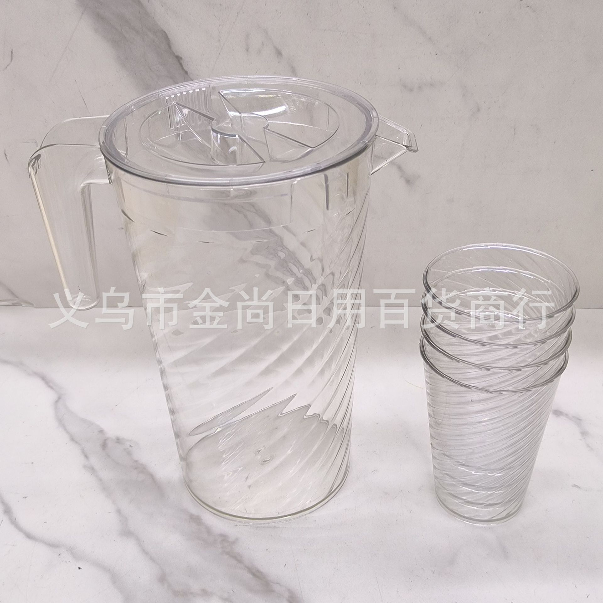 A simple, high-quality, large-capacity cold water kettle, a household high-temperature resistant food-grade plastic cold water kettle with four cups Specification image