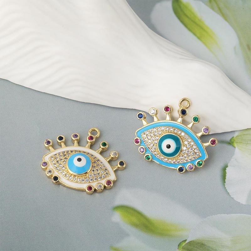 Wholesale of new accessories on AliExpress and Amazon: Colored zircon collarbone chain, oil drip enamel eye pendant necklace details Picture