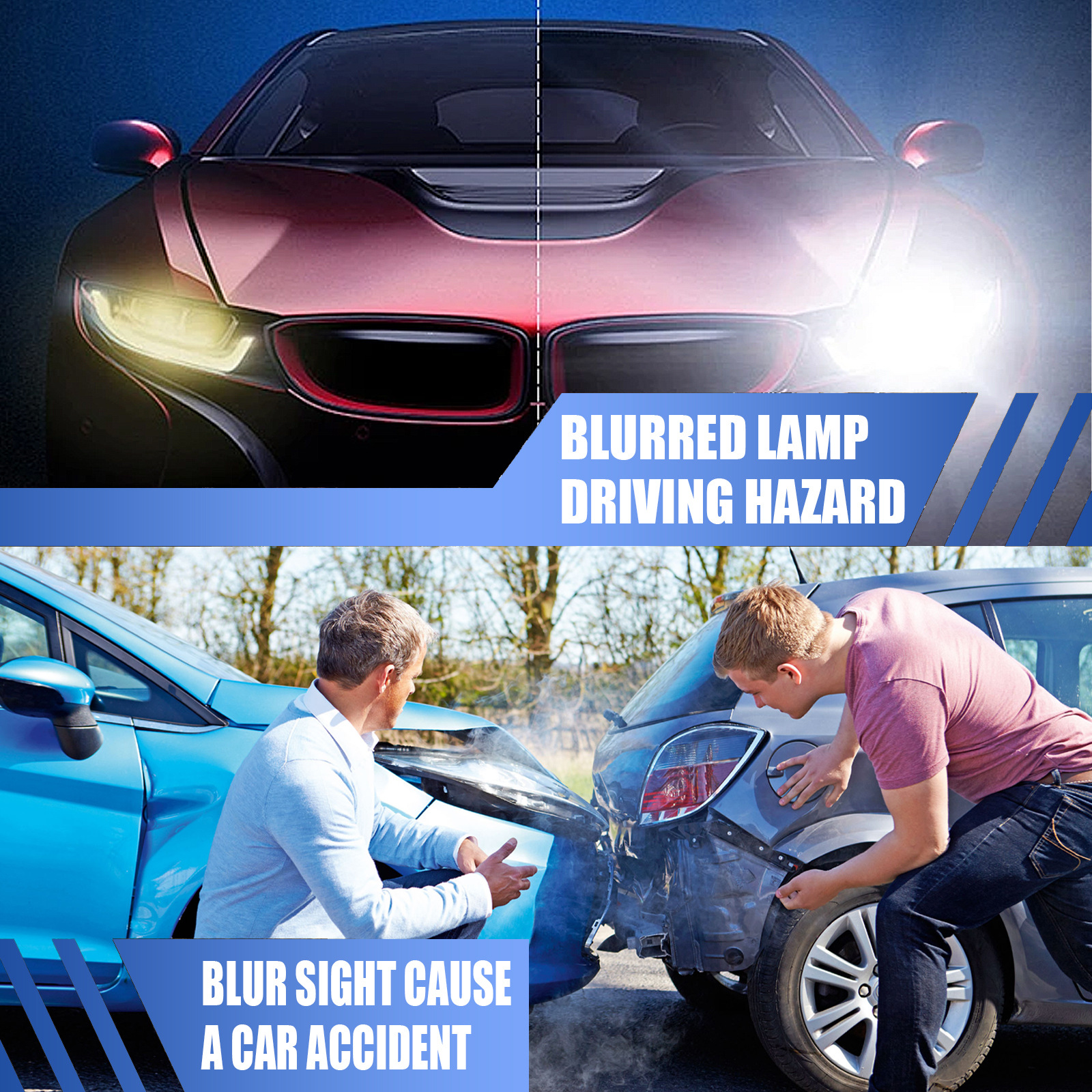 Rayhong Headlight Refurbishment and Care Agent Set: Headlight Crystal Refurbishment and Repair Agent, Car Headlight Care Liquid Application Scenario