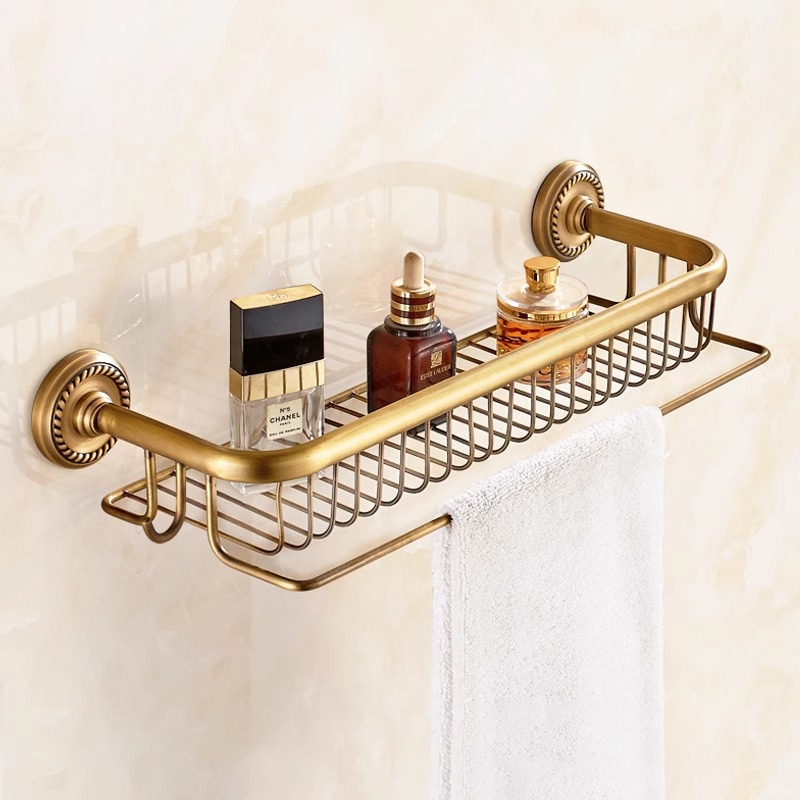 Towel rack, towel rod, antique bath towel rack, bathroom hardware, all-copper bathroom hanging piece, toilet and bathroom storage rack Specification image