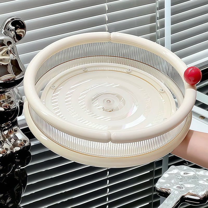 Rotating cosmetics storage box, table skin care product tray, shelf, lipstick, perfume, lotion, dressing table storage plate Application Scenario