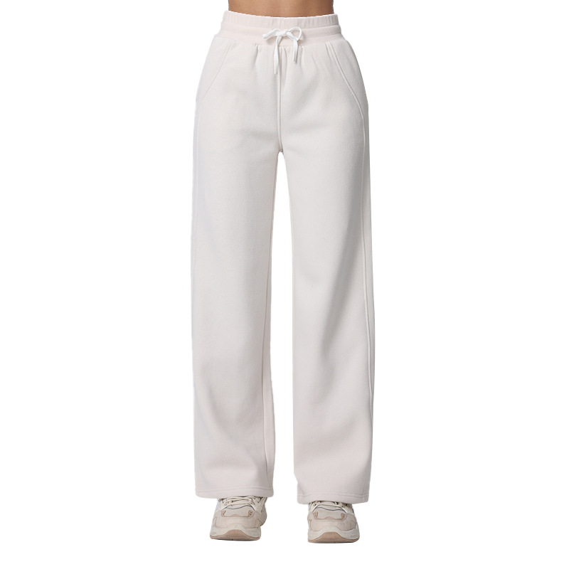 High-waisted yoga pants for autumn and winter, casual straight-leg wide-leg pants, Scuba versatile for commuting, running with fleece sweatpants for women Item Picture