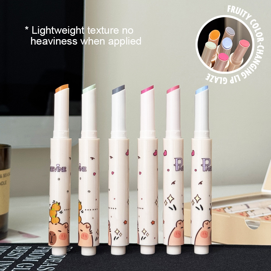 Cross-border Capibara Press Lipstick 6 pieces, new PAGEVINE Makeup Set, European and American long-lasting waterproof lipstick details Picture
