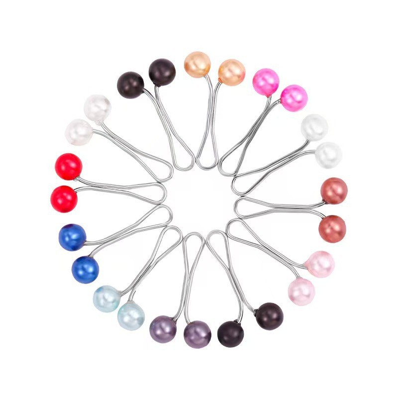 跨境珍珠U 头巾夹围巾扣珍珠丝巾夹围巾夹女士头巾别针胸针脖夹