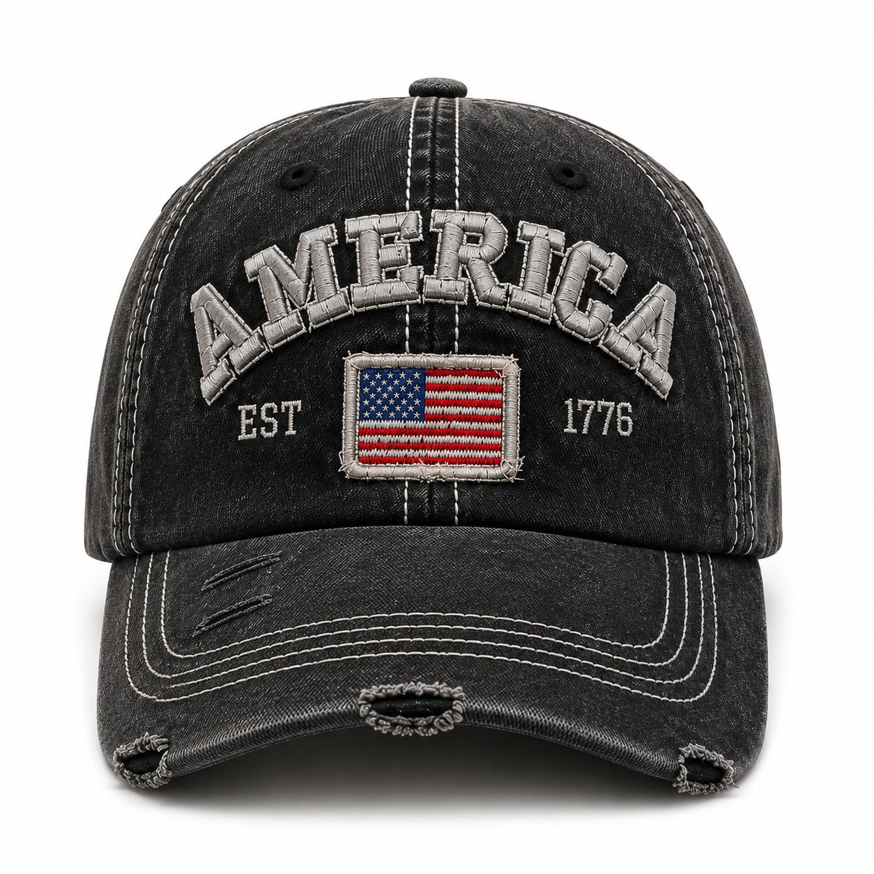 Bordado de letras de la frontera casquillos de béisbol para hombres y mujeres shade tongue cap comercio exterior fábrica al por mayor puede personalizar logotipo bordado Item Picture