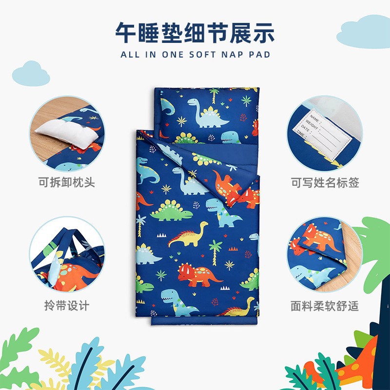 Cross-border best-selling printed dinosaur sleeping bag, portable children's nap pad, anti-kick quilt, thickened and foldable sleeping bag for autumn and winter Specification image
