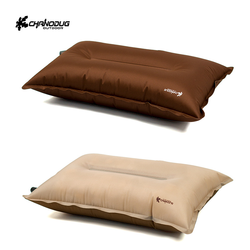 Outdoor inflatable pillows, brown and beige travel neck protectors, portable and comfortable outdoor leisure pillows, suitable for travel and outings