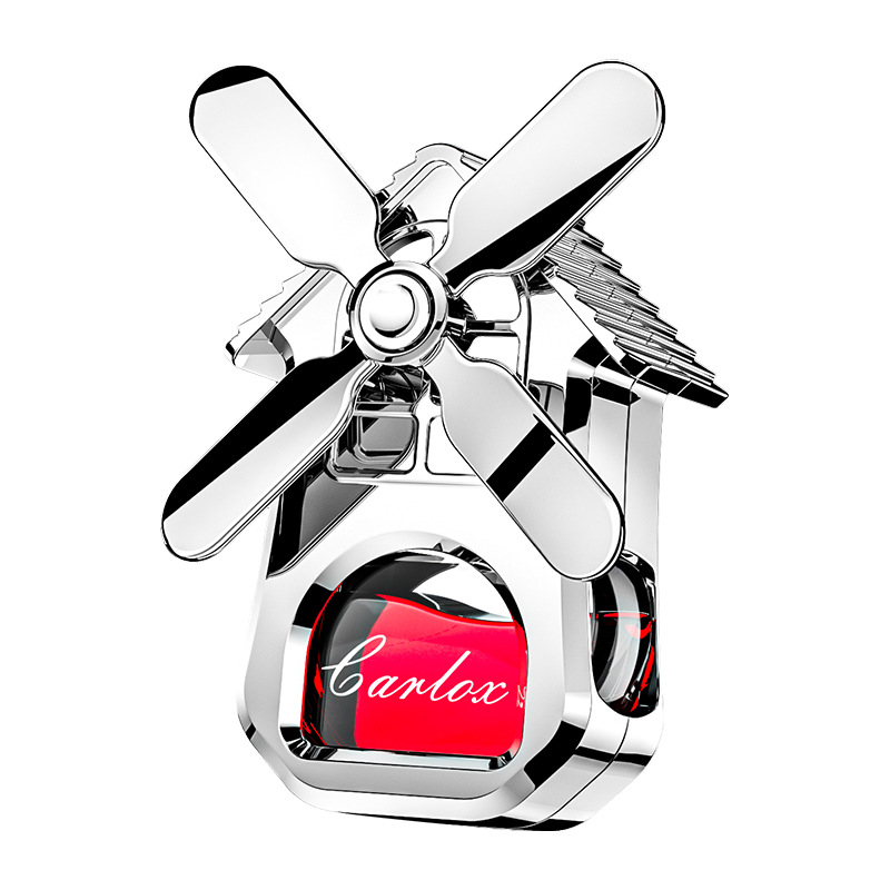 Best-selling car air outlet perfume, car air conditioner Windmill No. 3 perfume holder, creative car aromatherapy four-leaf rotating Item Picture