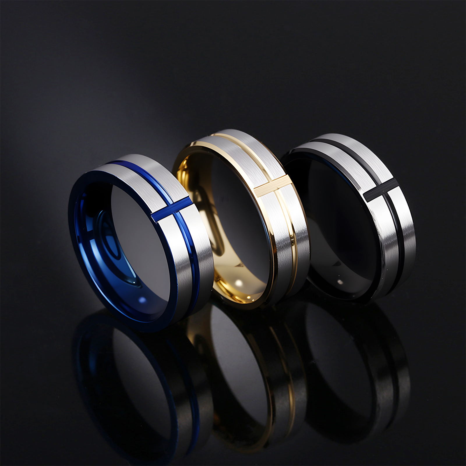 Cross-border Amazon men's European and American fashion jewelry, cross rings, Yiwu small accessories, stainless steel jewelry wholesale Specification image