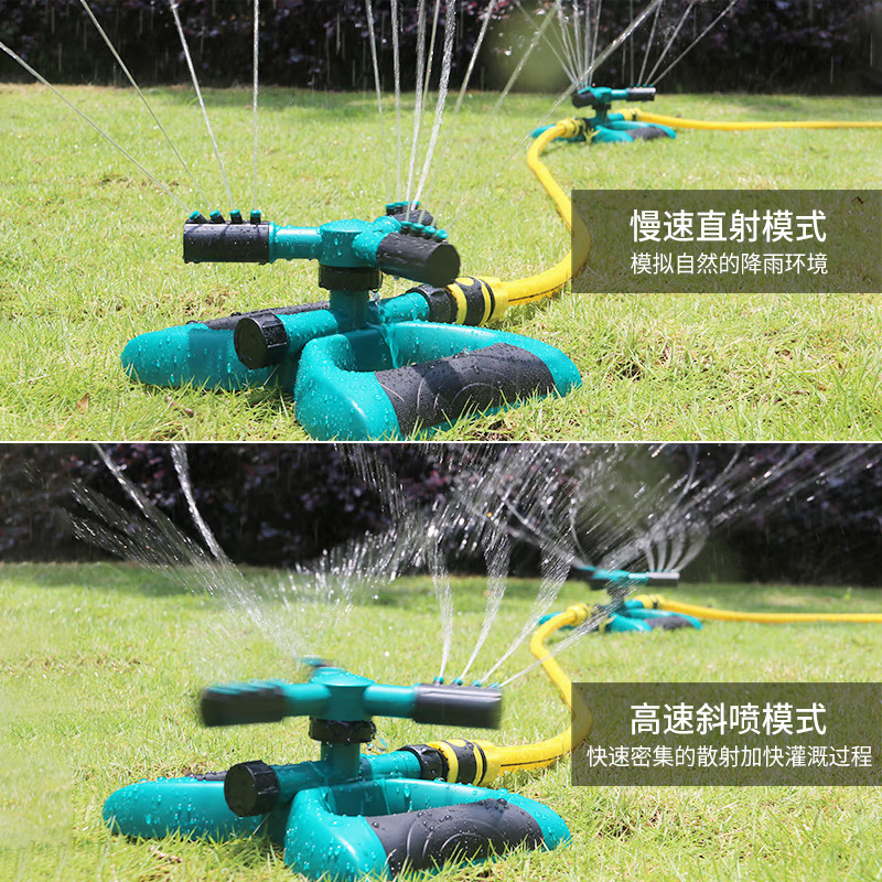 跨境草坪灌溉喷头塑料360°度自动喷水器串联式大三叉花园洒水器产品图