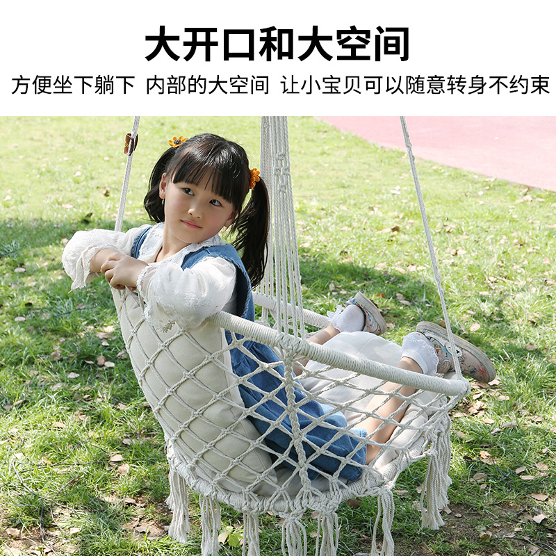 Fringed handcrafted hammock weaving net, double leisure camping hanging chair, courtyard hanging basket chair, outdoor camping swing wholesale details Picture