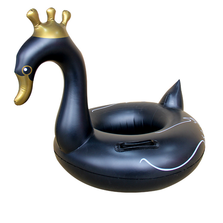 扶手黑天鹅水上充气儿童玩具座圈带翅膀防侧翻游泳圈婴儿坐圈批发白底实物图