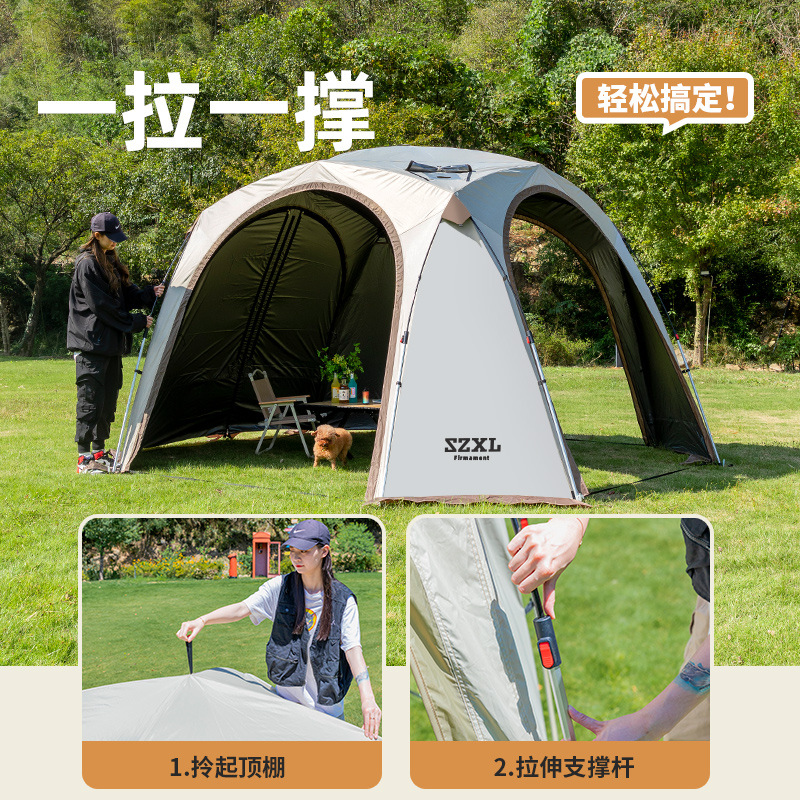 Titanium black rubber mountain pavilion automatic tent, outdoor inflatable tent canopy, waterproof and windproof Application Scenario