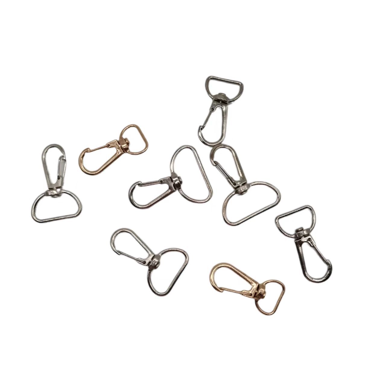 Alloy D-ring tail three-line hook white dog buckle in stock cross-border metal accessories, lanyard, webbing, spring buckle keychain Item Picture