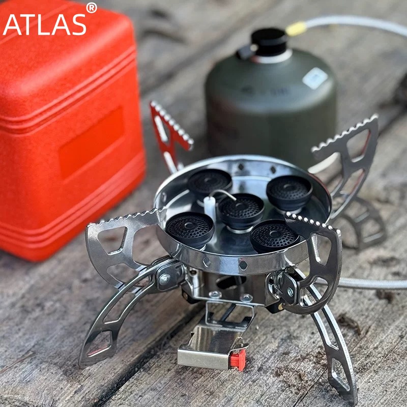 ATLAS outdoor flying saucer-shaped burner head portable folding stove, high-temperature resistant five-core stainless steel fierce fire stove, camping stove Application Scenario