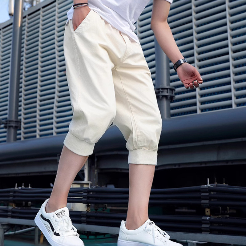 Summer seven-inch pants for foreign trade, men's shorts, loose and casual pants, summer solid-color trendy Harem pants, men's shorts for outerwear