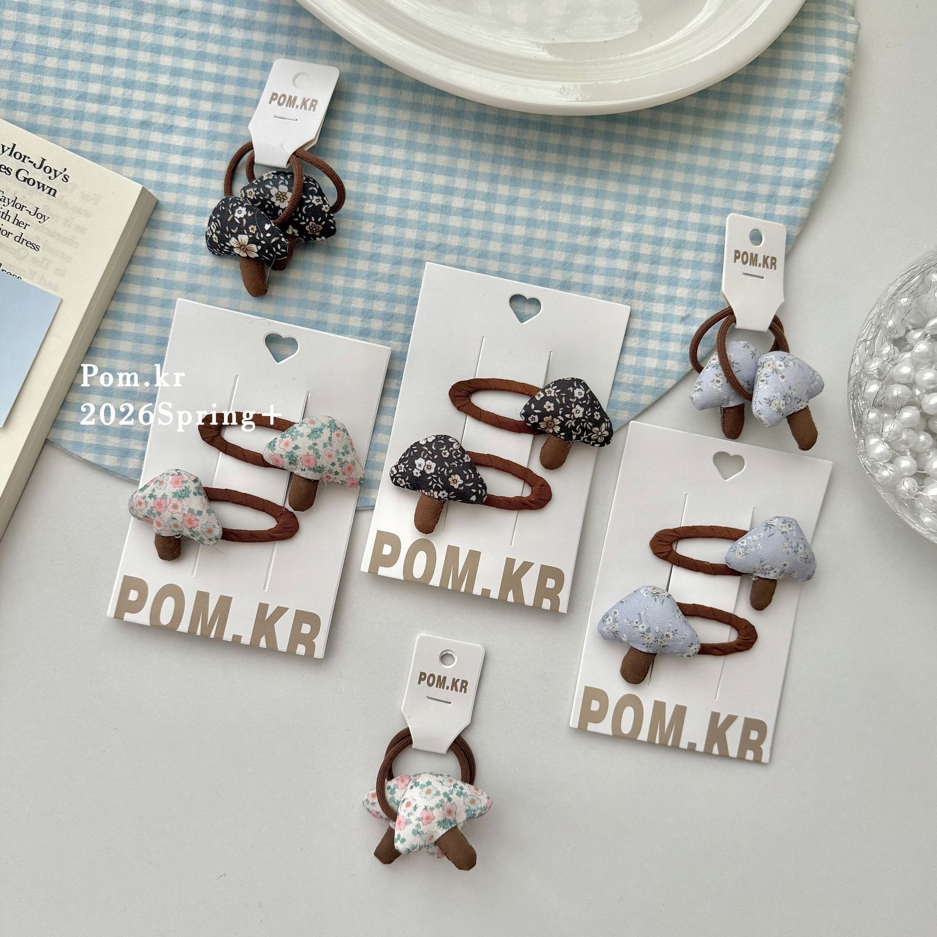 New Korean cartoon mushroom children's hairpin, forest-style sweet bangs side clip, Bye bye baby ponytail hair band details Picture