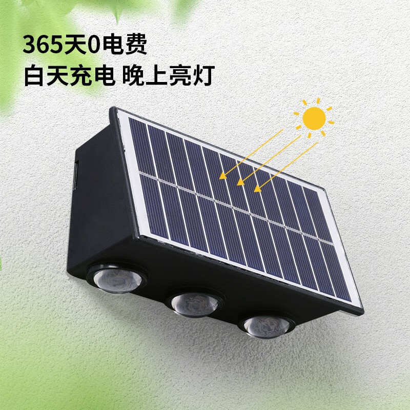 LED solar wall-washing lights, outdoor waterproof wall lamps, landscape courtyard villa night view balcony upper and lower light-emitting lamps details Picture