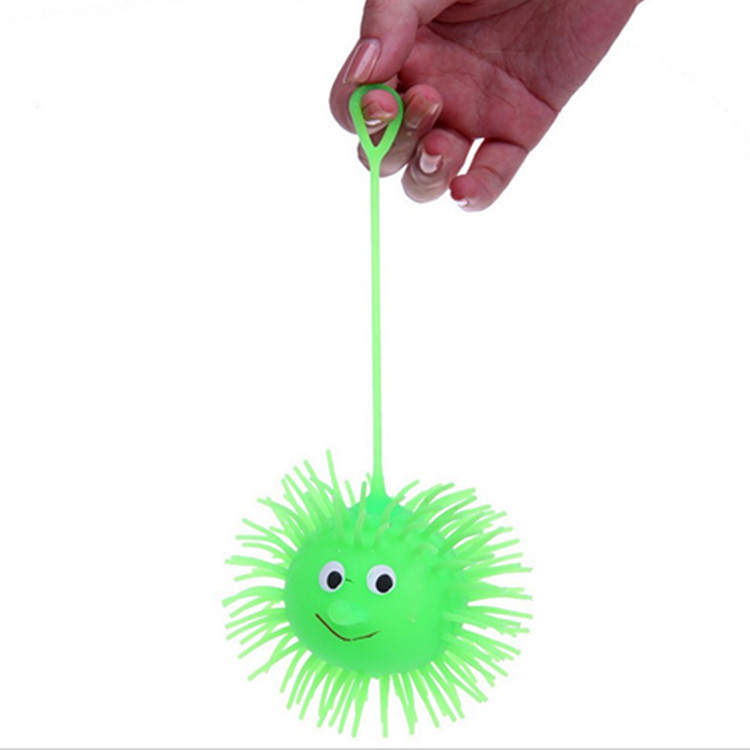 Glowing hedgehog, shining, elastic, fluffy ball with rope, massage and release ball, soft children's street stall toys Application Scenario