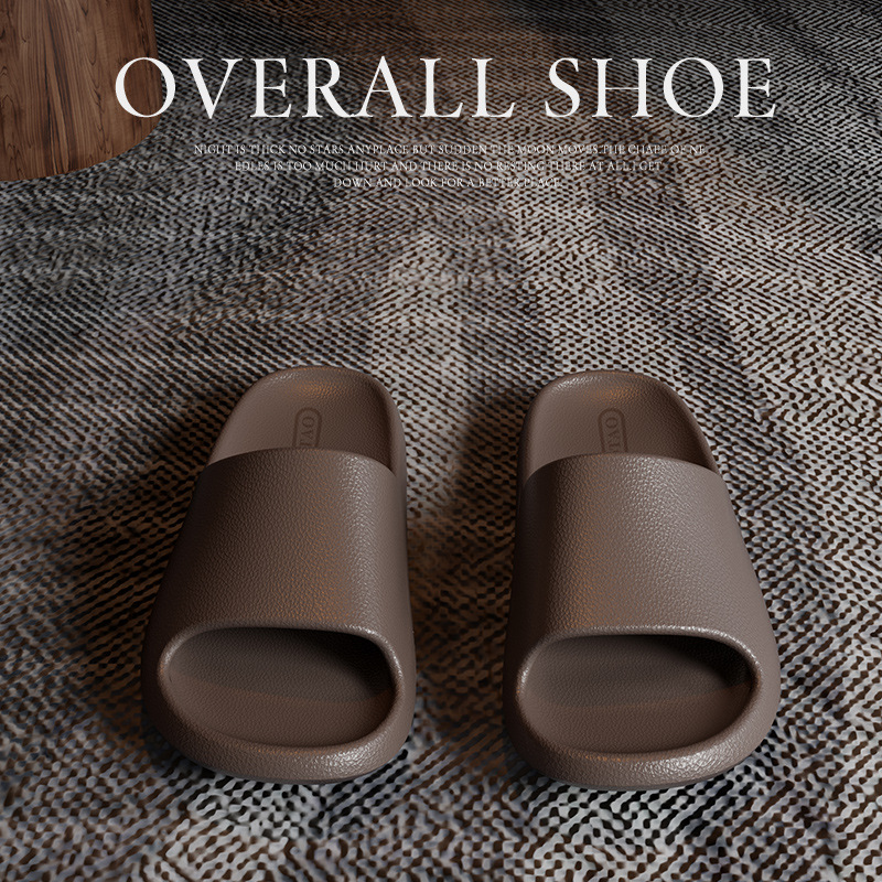 Men's eva leather texture flip-flops feel like stepping on poop. Women's anti-slip bathroom for home use, no smelly feet. Summer bath indoors at home details Picture