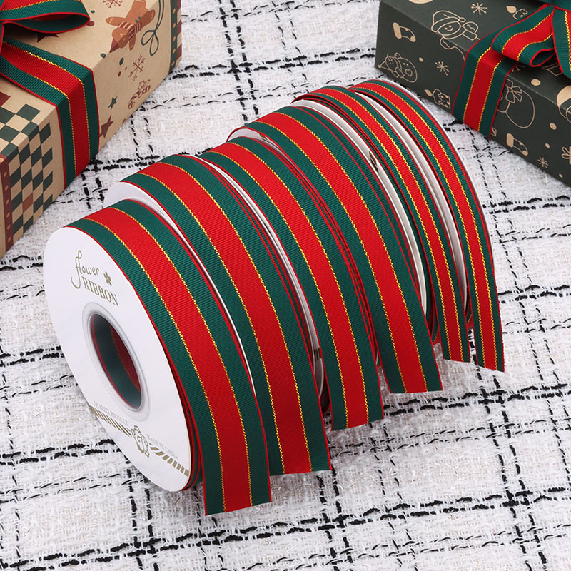 Christmas gift wrapping ribbons, bows, diy gift decoration, gilded ribbons, flower wrapping, webbing, ribbons details Picture