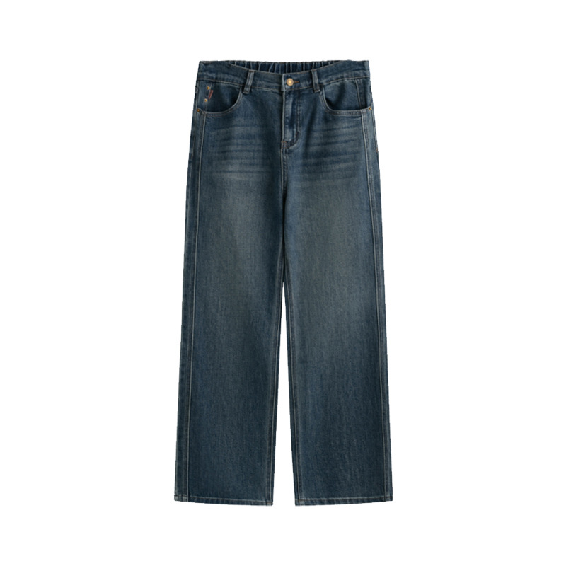 牛仔裤/带钻牛仔裤/牛仔裤阔腿/牛仔短裤女/阔腿裤白底实物图