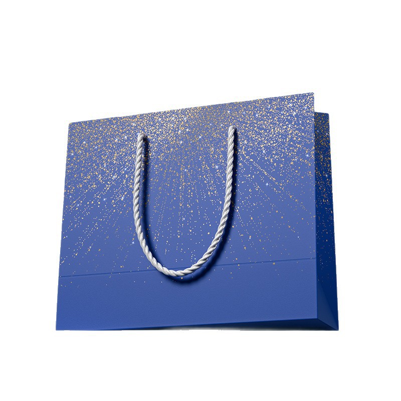 High-end blue paper bags with golden spots, moisture-proof bags, non-woven bags, cowhide shopping bags, gift bags Item Picture