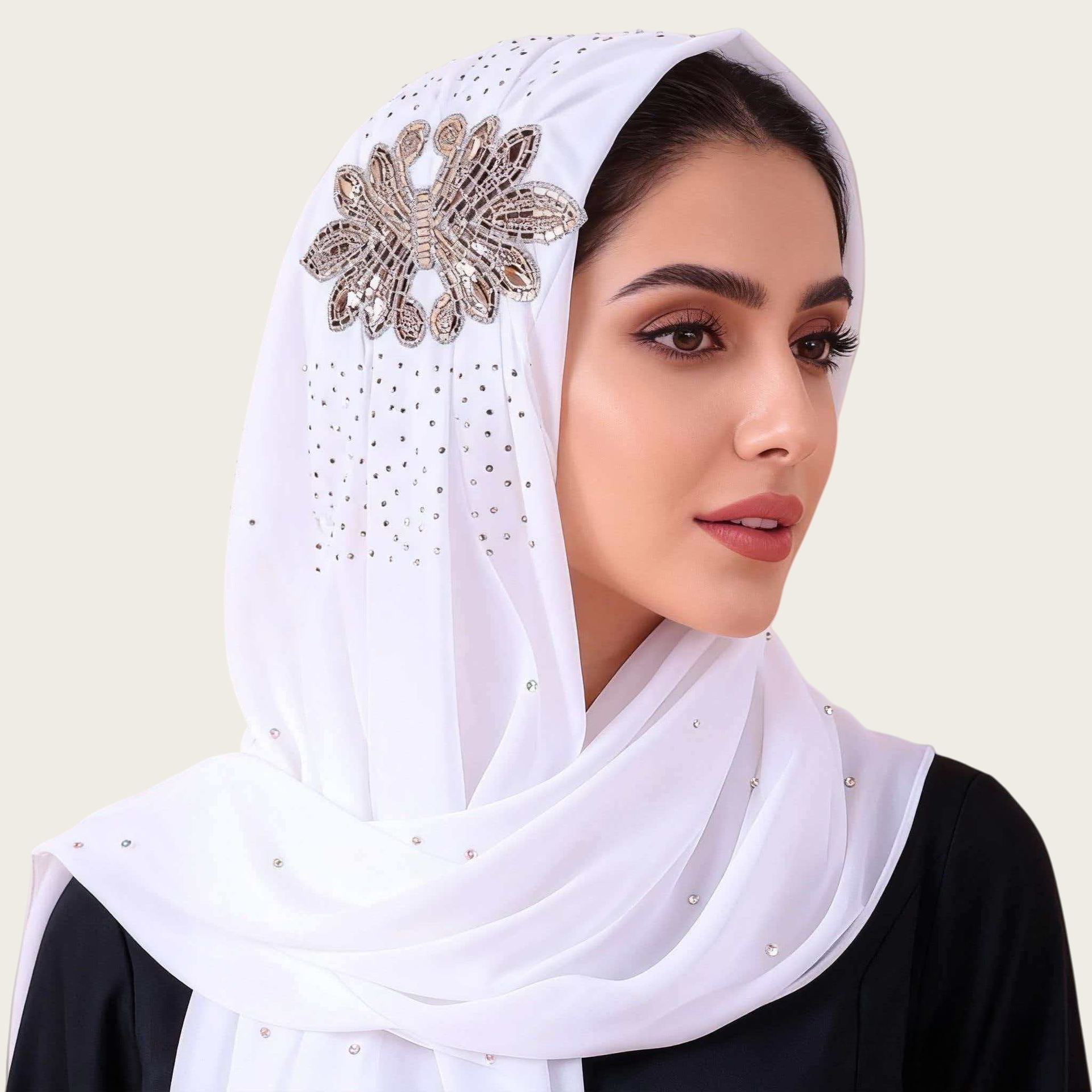 M157 AliExpress's new ethnic-style headscarf, pearl chiffon long scarf, diamond-encrusted flower scarf, and headscarf accessory are versatile
