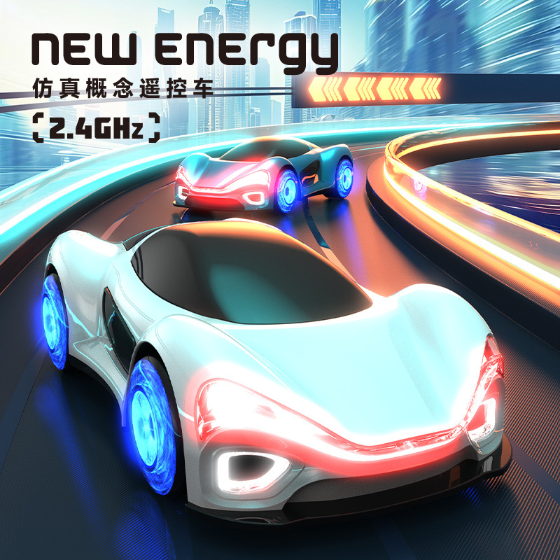 New energy concept rc drift remote control car, gesture-sensing electric flowing light concept stunt car, long-range charging pile