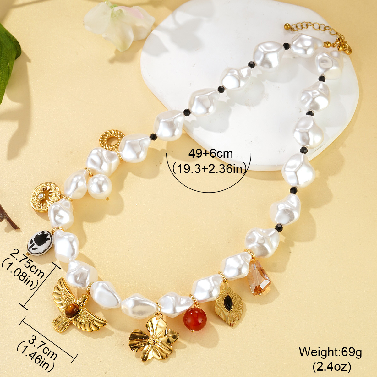 Cross-border vacation style Marine life pearl pendant jewelry, stainless steel heart multi-element bracelet necklace wholesale Application Scenario