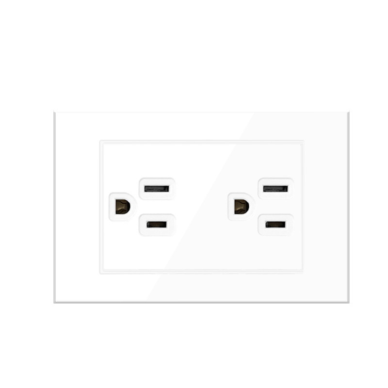 American standard socket 15A, Taiwan 110V, American standard switch panel with USB wall power supply, household white American panel Item Picture