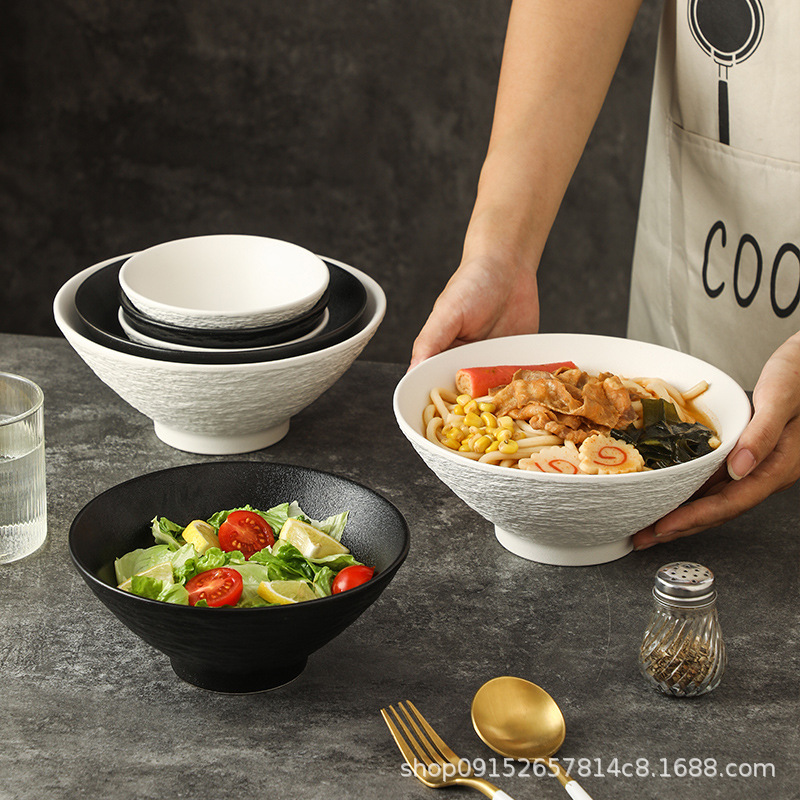 One-piece delivery: 9-inch Japanese bamboo hat bowl, ceramic ramen bowl, commercial hotel large bowl, soup noodle bowl, beef noodle bowl Application Scenario