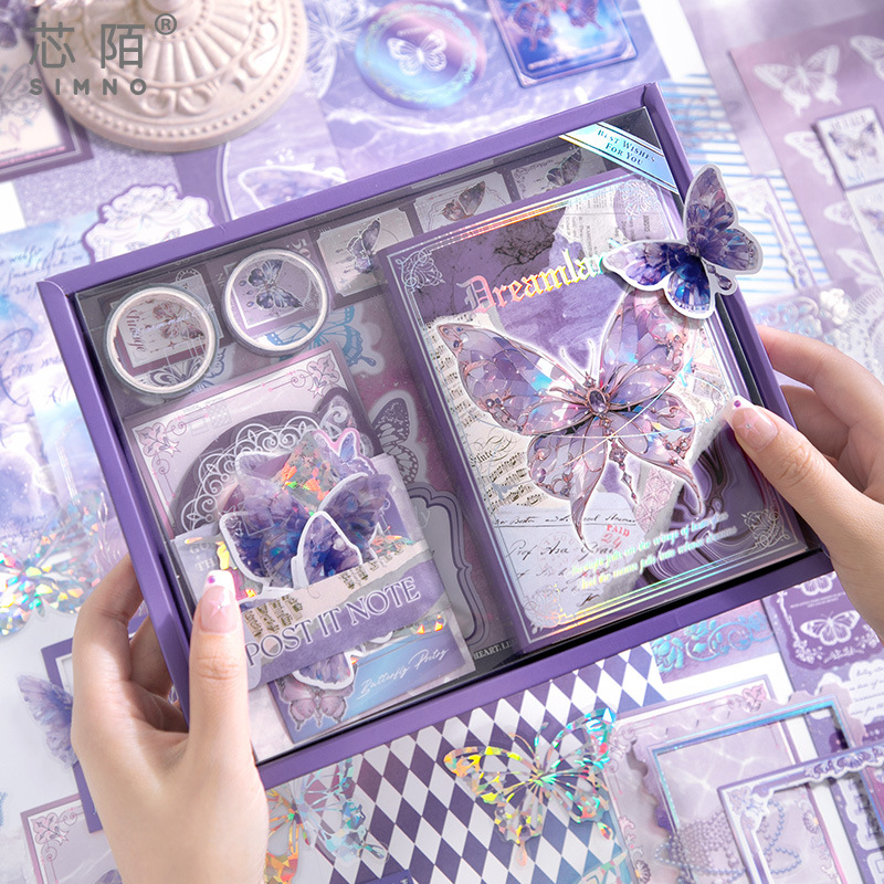 Xinmo Warm Mail Cross-border Bestseller Gift Box: Butterfly Warm Mail Series Dreamy Girl Festival Birthday Gift with A6 Planner details Picture