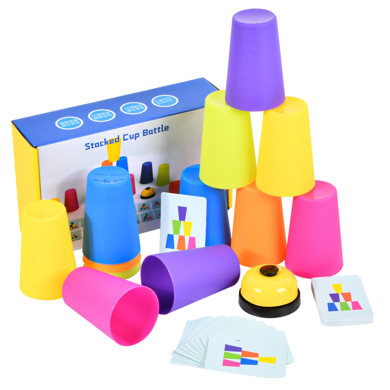 Children's hand speed competition, stacking cups, two-person battle, set cup board game, hand-eye movement coordination training, and educational toys Item Picture