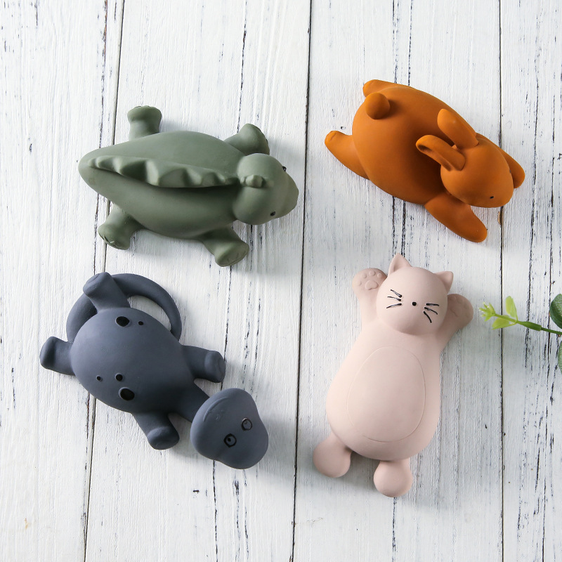 Food-grade silicone cartoon animal toys for babies, children's water play toys, educational toys for babies, bathroom bathing toys details Picture